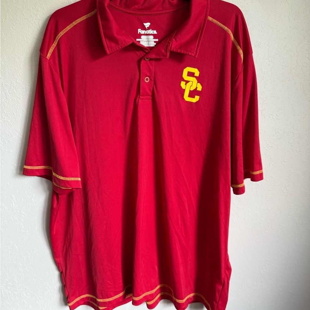 Men’s 2XL Red Fanatics USC Athleisure Lightweight Short Sleeve Polo